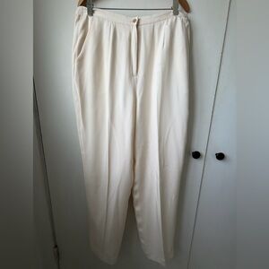 Saks Fifth Ave Real Clothes Ivory Silk Pants XL Elastic Back Waist